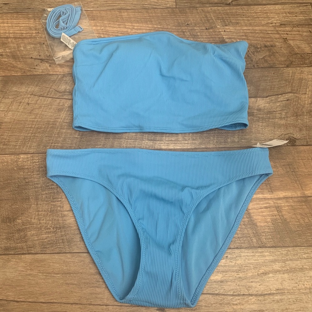 NWT! Aerie Ribbed Bandeau Bikini Top and Bottom